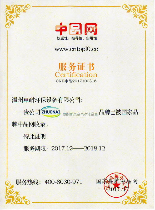卓耐環保榮獲《中品網》權威性、指導性、實用